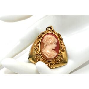 Vintage Cameo Photo Locket Pendant Mid Century Lucite Cameo